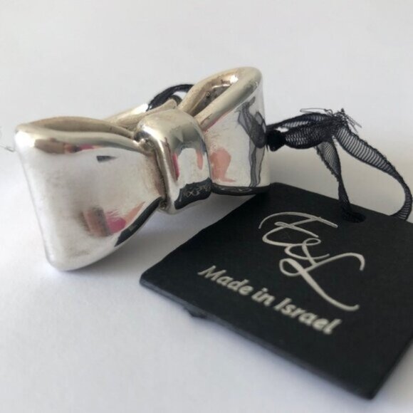 E&L Jewelry - E&L Israel Ring Sterling Silver Electroform Bow  Sz.8